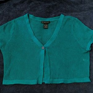 New York & Company Teal Green Short Sleeve Sweater